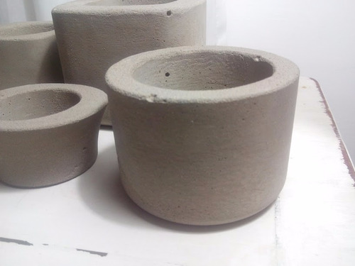 Imagen 5 de 5 de Macetas Conjunto 5 De Cemento Concreto Diseño Minimalista