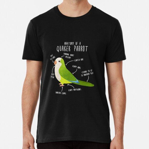 Remera Green Quaker Parrot Anatomy Bird Algodon Premium