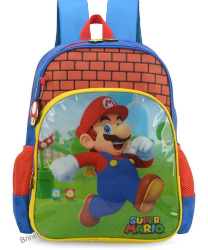 Mochila De Costas Infantil Masculina Super Mario Bros 37563 Cor Azul