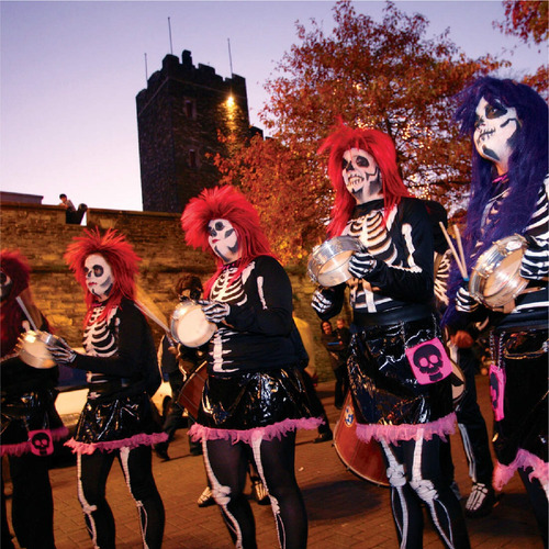 Calcetas Largas 1/2 Muslo Disfraz Halloween Mujer Calaveras