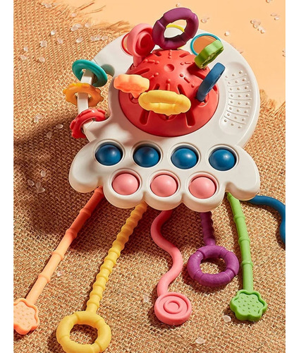 Brinquedo Sensorial De Bebê 4 Em 1 Com Cordão Montessori