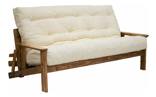 Imagen 1 de 1 de Futón reclinable Divan Home Soft color crudo de brin y patas color marrón de madera