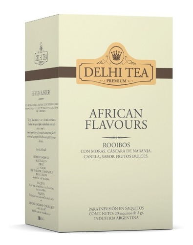 Imagen 1 de 4 de Te Premium Delhi Tea X 20 Saq. African Flavors