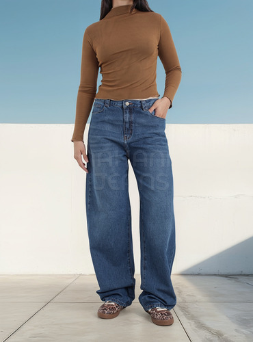 Pantalon Baggy Nahana Bio Stone Rigido Con Bigotes