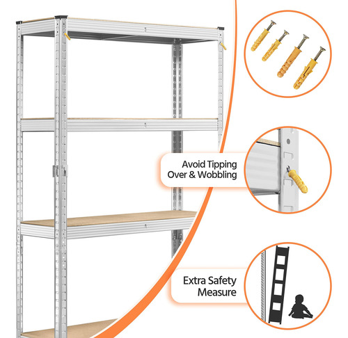 Estante De Almacenamiento De 5 Niveles Ajustable 90 Cm