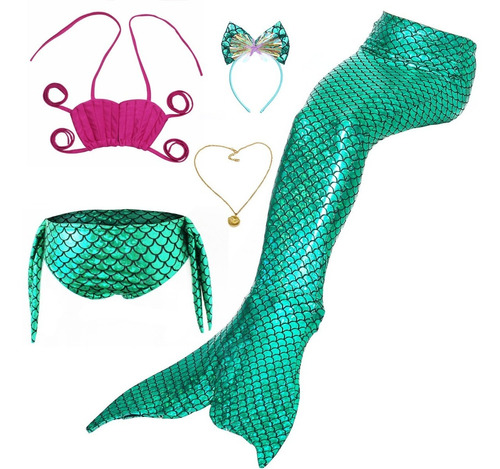 Sirena Traje De Baño Niña Bikini Sirenita Día Del Niño+ 3pcs