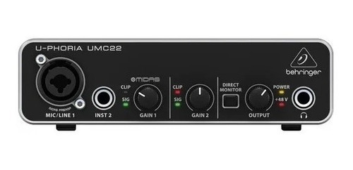 Placa Interfaz De Audio Behringer U-phoria Umc22 Usb 2x2 