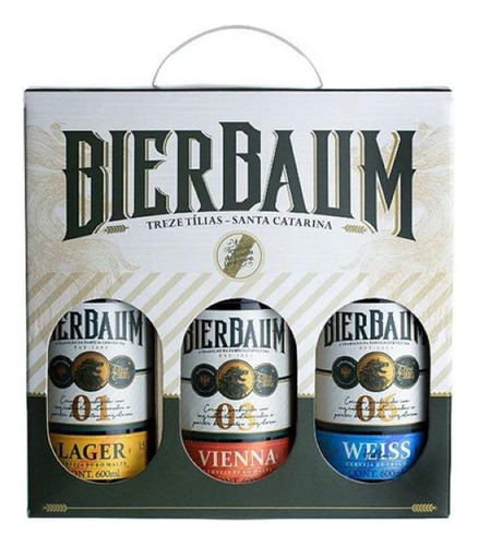 Kit Presente Cerveja Artesanal Bierbaum Maleta Com 3 Estilos