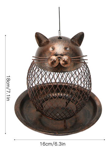 Comedero Decorativo Para Pájaros De Hierro Con Forma De Gato