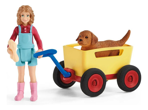 Juguete Schleich Muñeco Niña Con Perro Carrito Infantil Ax ®