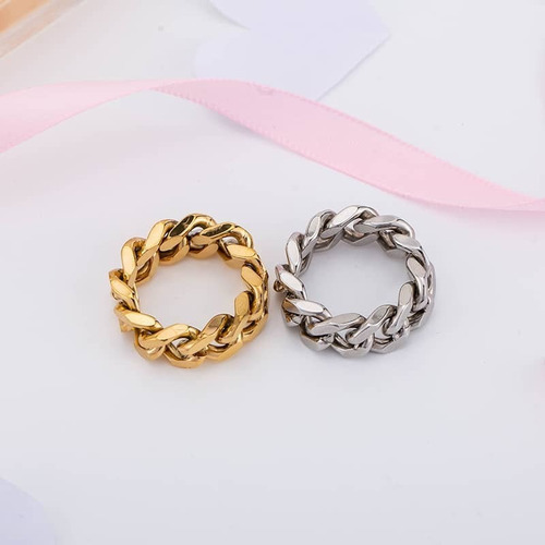 Anillo Cubano Acero Miami Hip Hop Rap Mujer Hombre Oro Plata