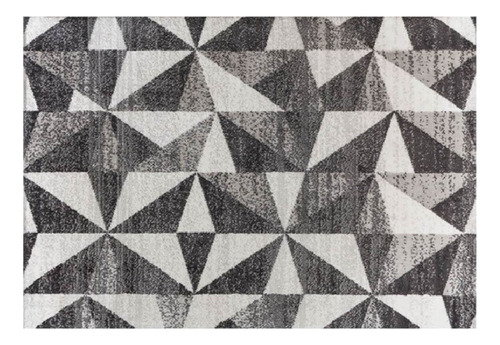 Tapete Sala Belluno 100x140 Veludo Antiderrapante Geométrico Desenho Do Tecido Triangulo Cinza