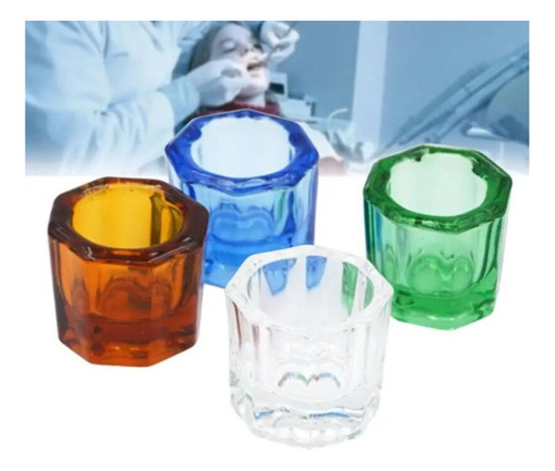 Pack De 2 Mini Vasos O Dappen De Cristal Dental / Manicure