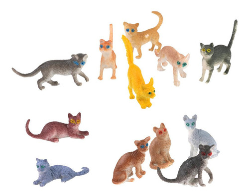 De Gato Realistas De 12 Piezas De Plástico Para Niños,