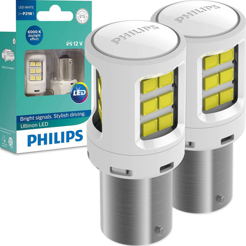 Imagem 1 de 7 de Kit Led Philips Ultinon P21w 1 Polo Branca Ré 6000k 12v