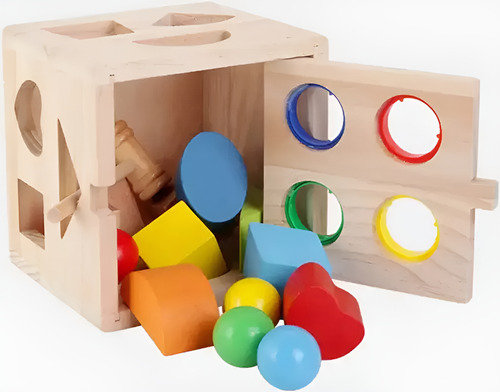 Cubo Didáctico Multi Encaje Para Martillar Juguete De Madera