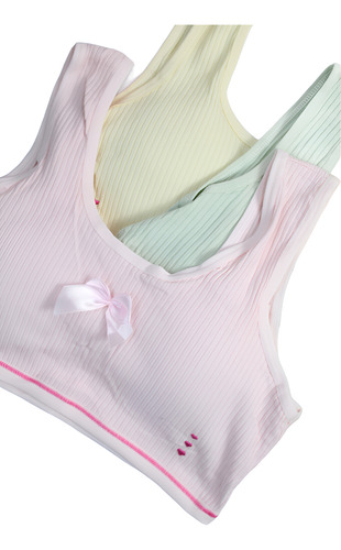 Tres Tops Para Adolescente, Con Diseño De Moño Y Corazones Multicolor Unitalla