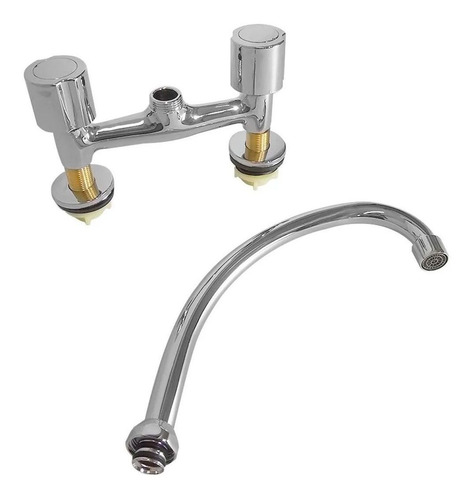 Imagen 2 de 4 de Grifo de cocina doble comando Aqualaf AQ7000 19001 cromo