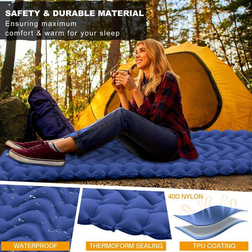 Colchoneta Inflable Dormir Acampar Ultraligera Inflado Facil