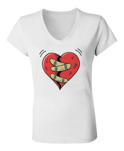 Remera Mujer Healed Heart Skate Escote V Spun Aesthetic