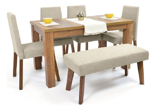 Juego De Comedor 6 Sillas Tracy Beige