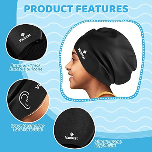 ~? Gorro De Natación Extragrande Para Niños Para Cabello Lar