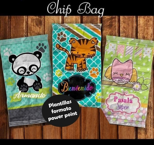 25 Diseños Chips Bags Infantiles Comunión Baby Shower Digita