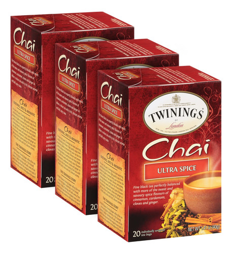 Twining Tea Chai Ultra Spice, 20 Bg (paquete De 3)