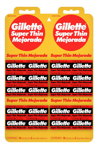 Hojas Gillette Superthin 20 Cajitas De 5 Hojas Dobles C/u