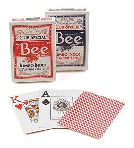 2 Barajas Bee Jumbo Playing Cards Red Y Blue Deck Casino Qua