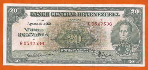 20 Bs De 1952 G-7...bello Orejon...hiper Dificil