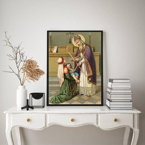 Quadro Decorativo São Brás 45x34cm - Com Vidro