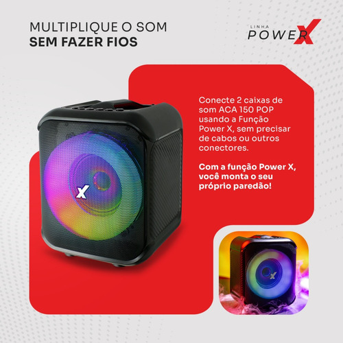 Caixa De Som 150w Amvox Aca 150 Pop Fm Tws Usb Microsd Biv