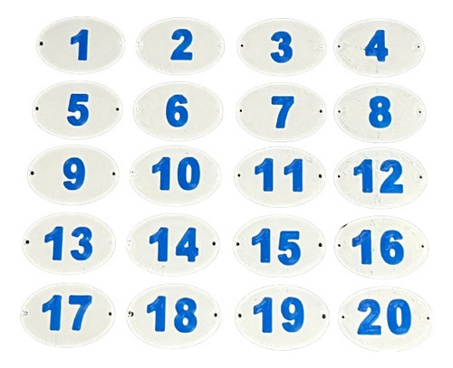 13 Numero Oval Pvc 21,22,23,24,44,51,62,63,64,52,53,54,61