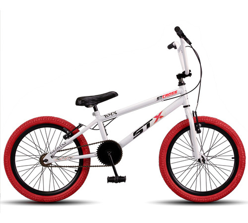 Bicicleta Cross Stx Aro 20 Infantil Pneu Colorido V-brake Cor Branco Pneu Vermelho Tamanho Do Quadro Único