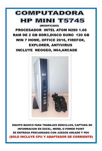 Computadora Punto De Venta, Hp Mini T5745