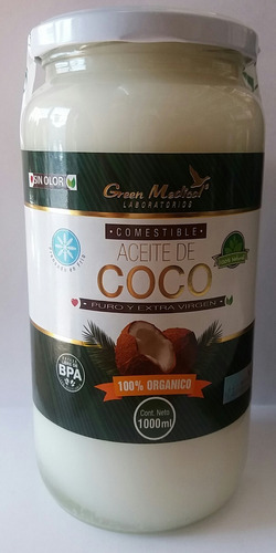 Aceite De Coco Orgánico Prensado En Frio 1 Litro Sin Olor 