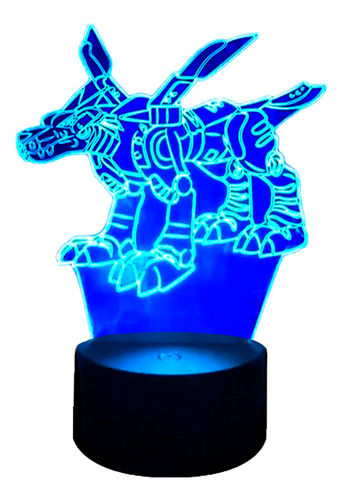 Lámpara 3d App Incluida Metalgarurumon Digimon + Pilas