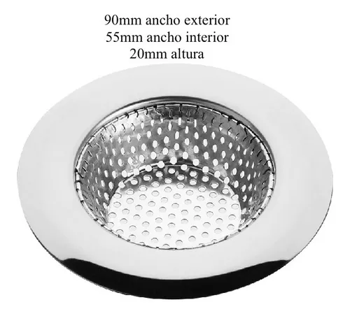 Rejilla 90mm Acero Inox Cocina Ducha Atrapa Pelos Comida Y