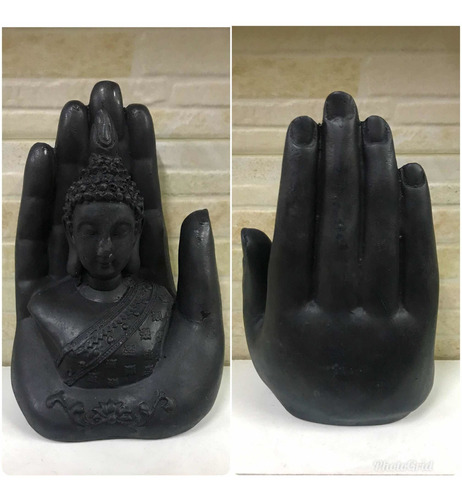 Buda Sobre Mano 17 Cm Artesania Importada India Simil Madera