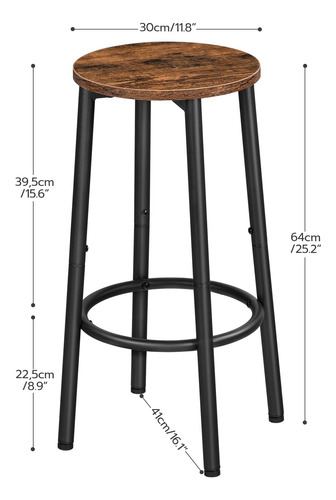 Taburetes De Bar Juego De 2 Sillas Altura Redonda Con Reposa