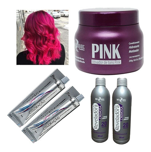  Kit Rosa Pink 2 Tinta 1 Masc E 2 Ox 20 Vol. Mairibel/hidraty