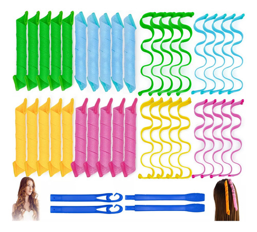 40 Rizadores De Pelo Mágicos Sin Calor, Ondulados Y Rizados