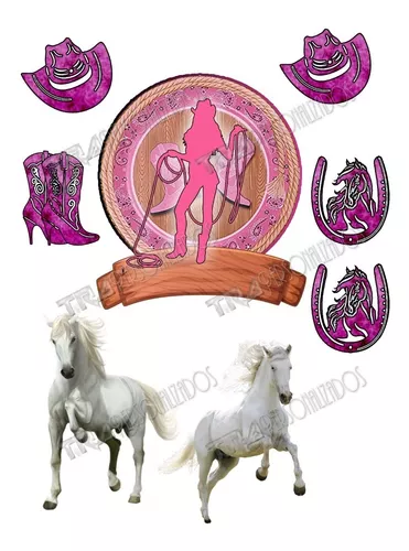 Oblee Marketplace  Topo Topper de Bolo Personalizado Cowgirl