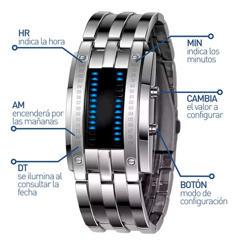 2 Relojes Para Hombre Led Binario Electrónico Impermeable