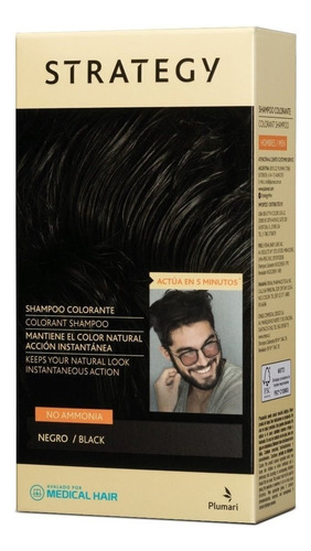  Strategy Shampoo Colorante Negro Hombres (efecto Inmediato