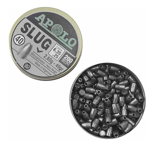 Imagen 5 de 9 de Balines Apolo Slug 6,35 Mm X200 40 Gr