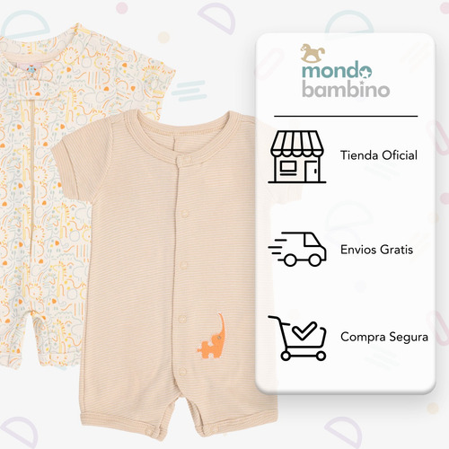 Set De 2 Pañaleros Estampados Beige Para Bebé Mondo Bambino Beige 3 M