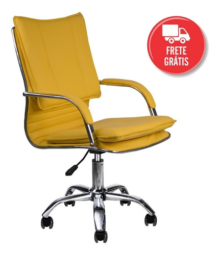 Cadeira Escritório Executiva Desenho Italiano Amarela | Parcelamento sem  juros