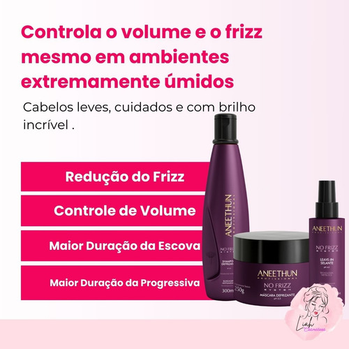 Kit No Frizz Aneethun Hidratação Brilho Sem Frizz E Volume